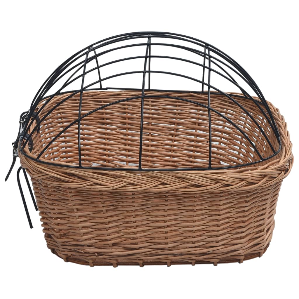 cykelkurv med låg til styr 50x45x35 cm naturlig pil