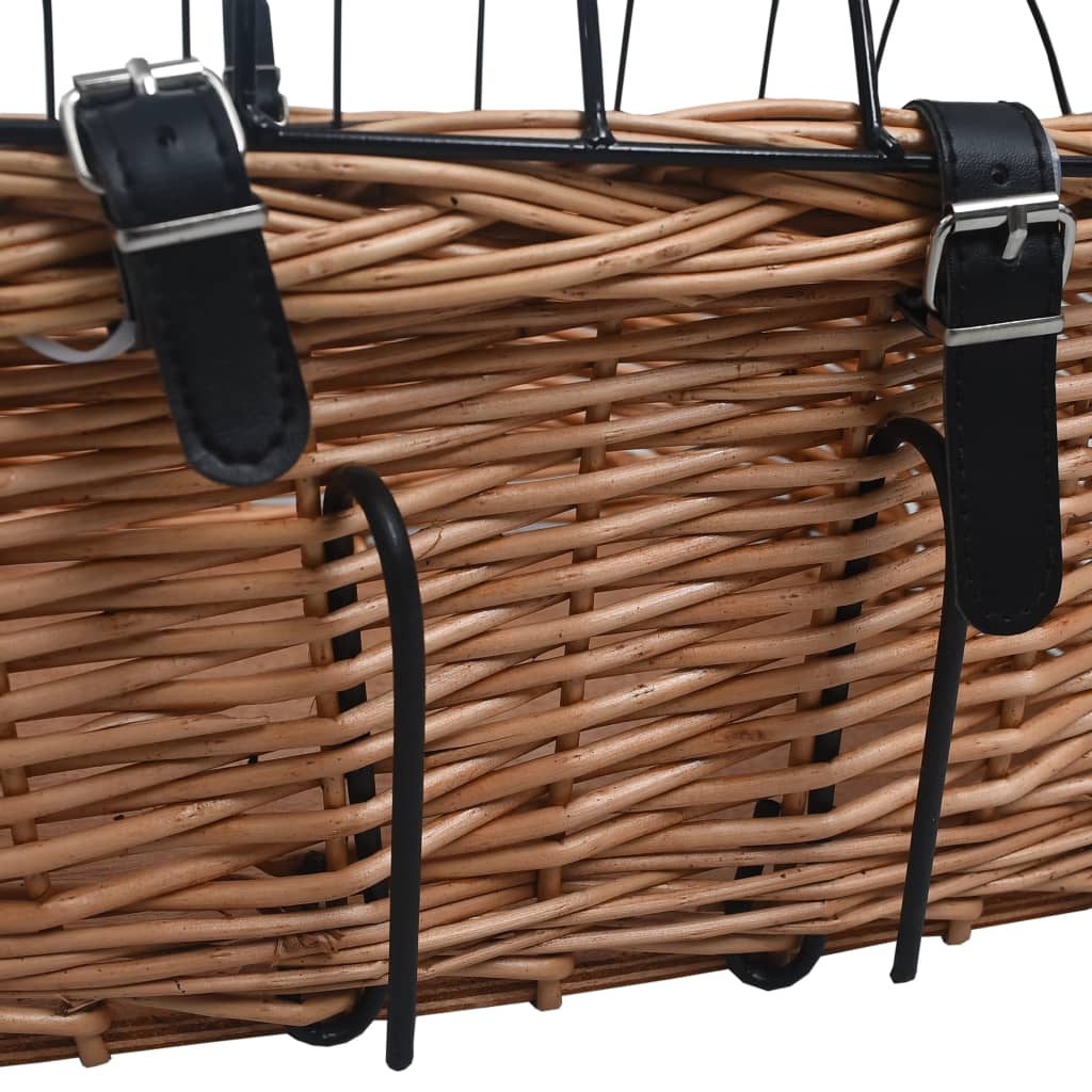 cykelkurv med låg til styr 50x45x35 cm naturlig pil