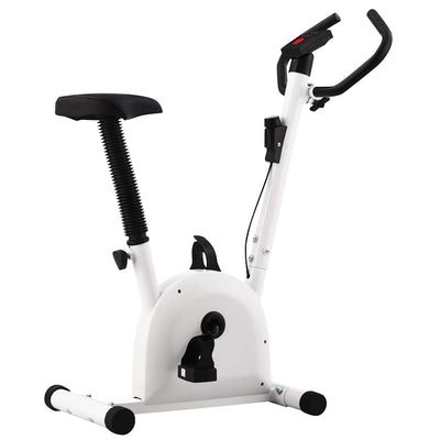 motionscykel med båndmodstand hvid