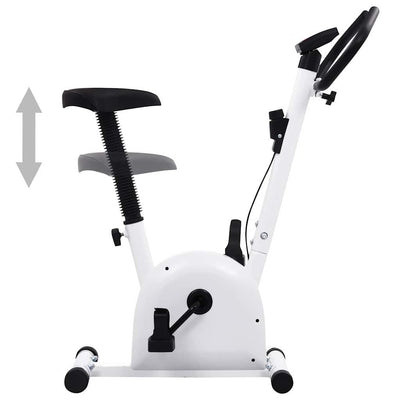 motionscykel med båndmodstand hvid