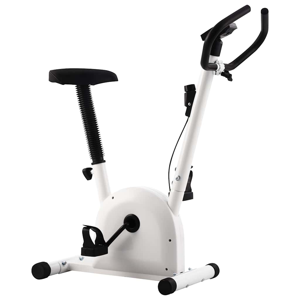 motionscykel med båndmodstand hvid
