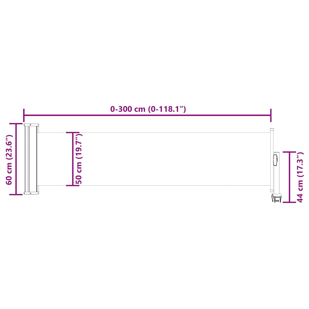 sammenrullelig sidemarkise til terrassen 60x300 cm rød