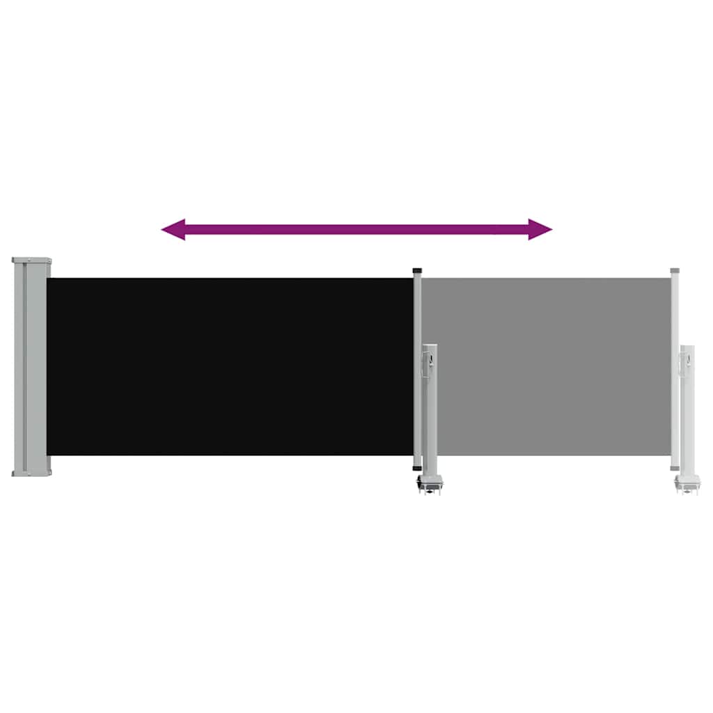 sammenrullelig sidemarkise 80x300 cm sort
