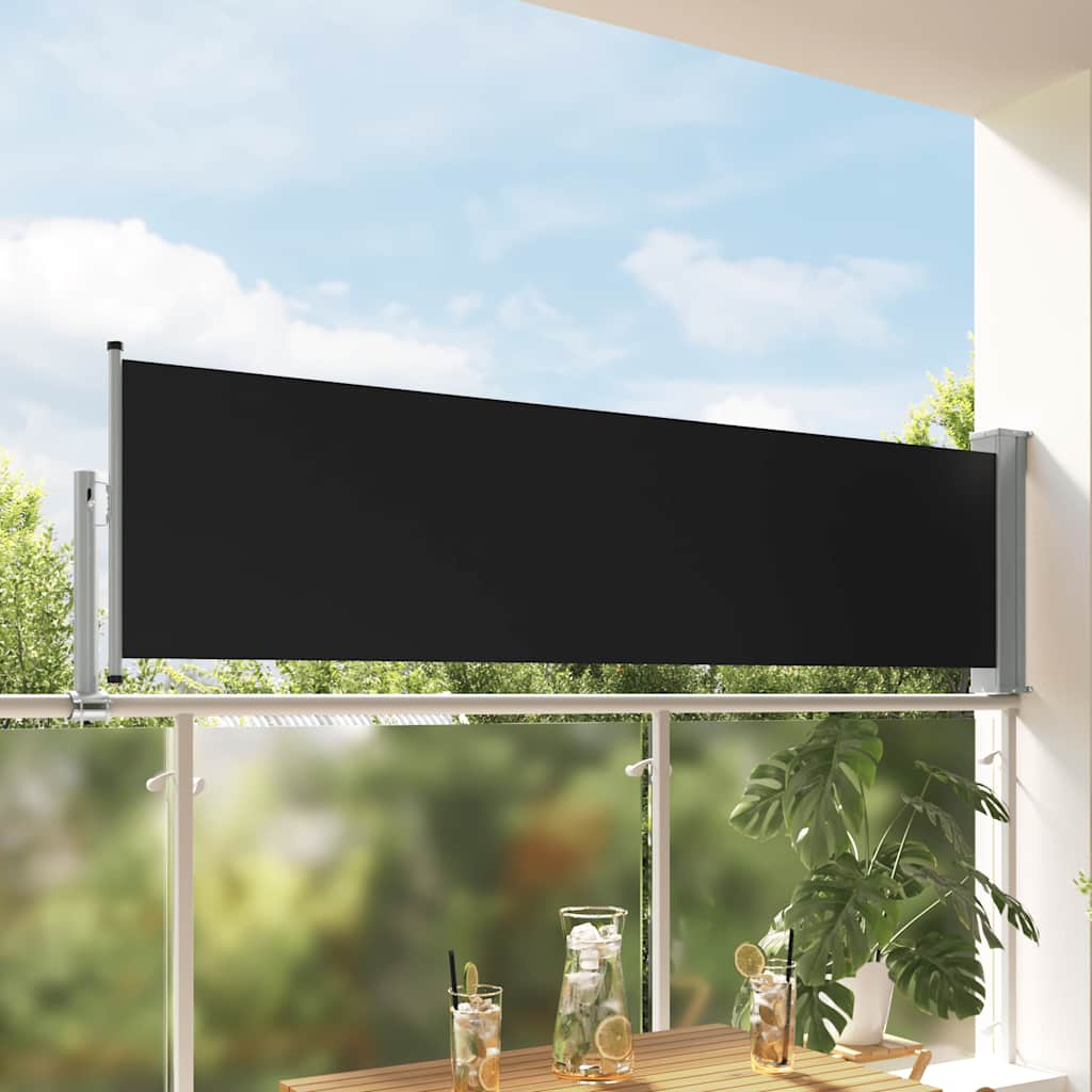 sammenrullelig sidemarkise 80x300 cm sort