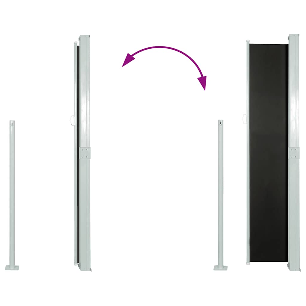 sammenrullelig sidemarkise til terrassen 170 x 300 cm sort