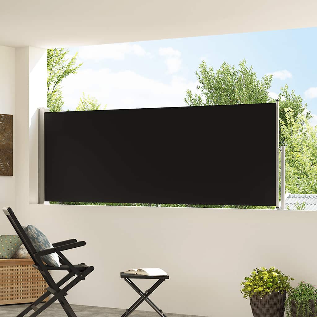 sammenrullelig sidemarkise til terrassen 100 x 314 cm sort