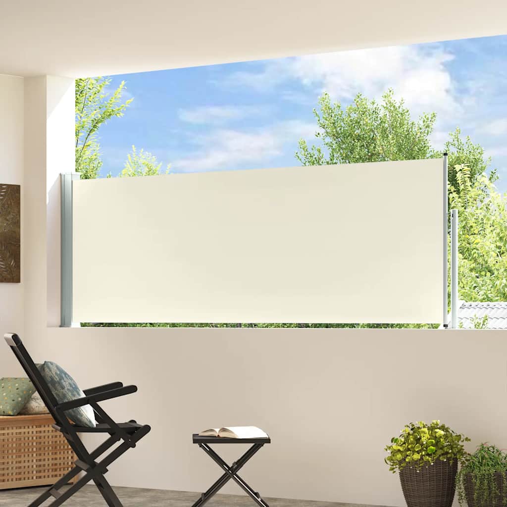 sammenrullelig sidemarkise til terrassen 100x314 cm cremefarvet