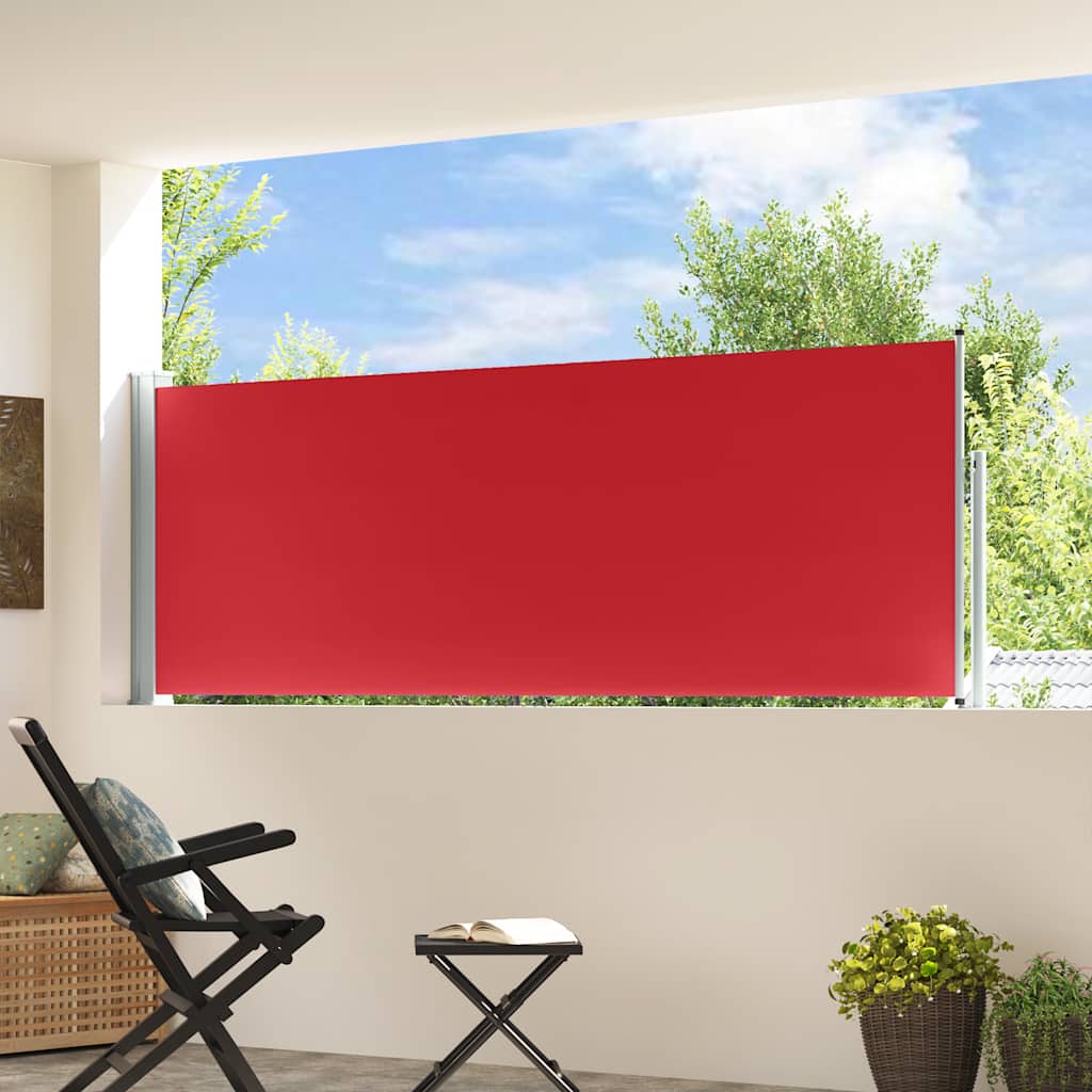 sammenrullelig sidemarkise til terrassen 100 x 314 cm rød