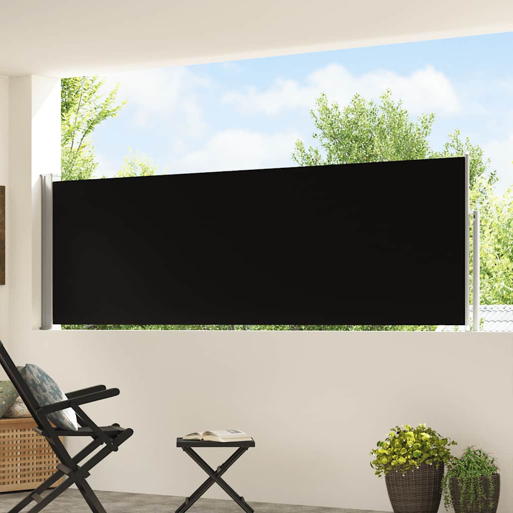 sammenrullelig sidemarkise til terrassen 100 x 514 cm sort