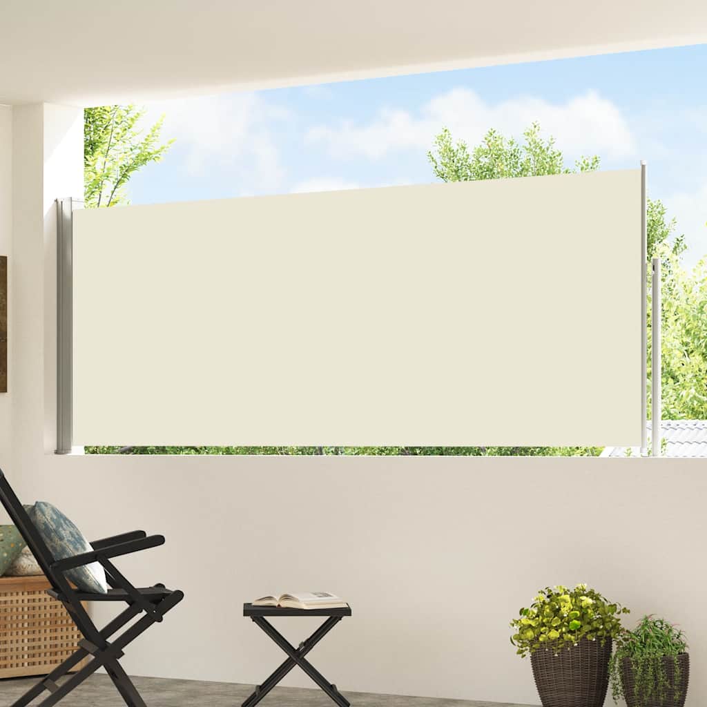 sammenrullelig sidemarkise til terrassen 117x514 cm cremefarvet