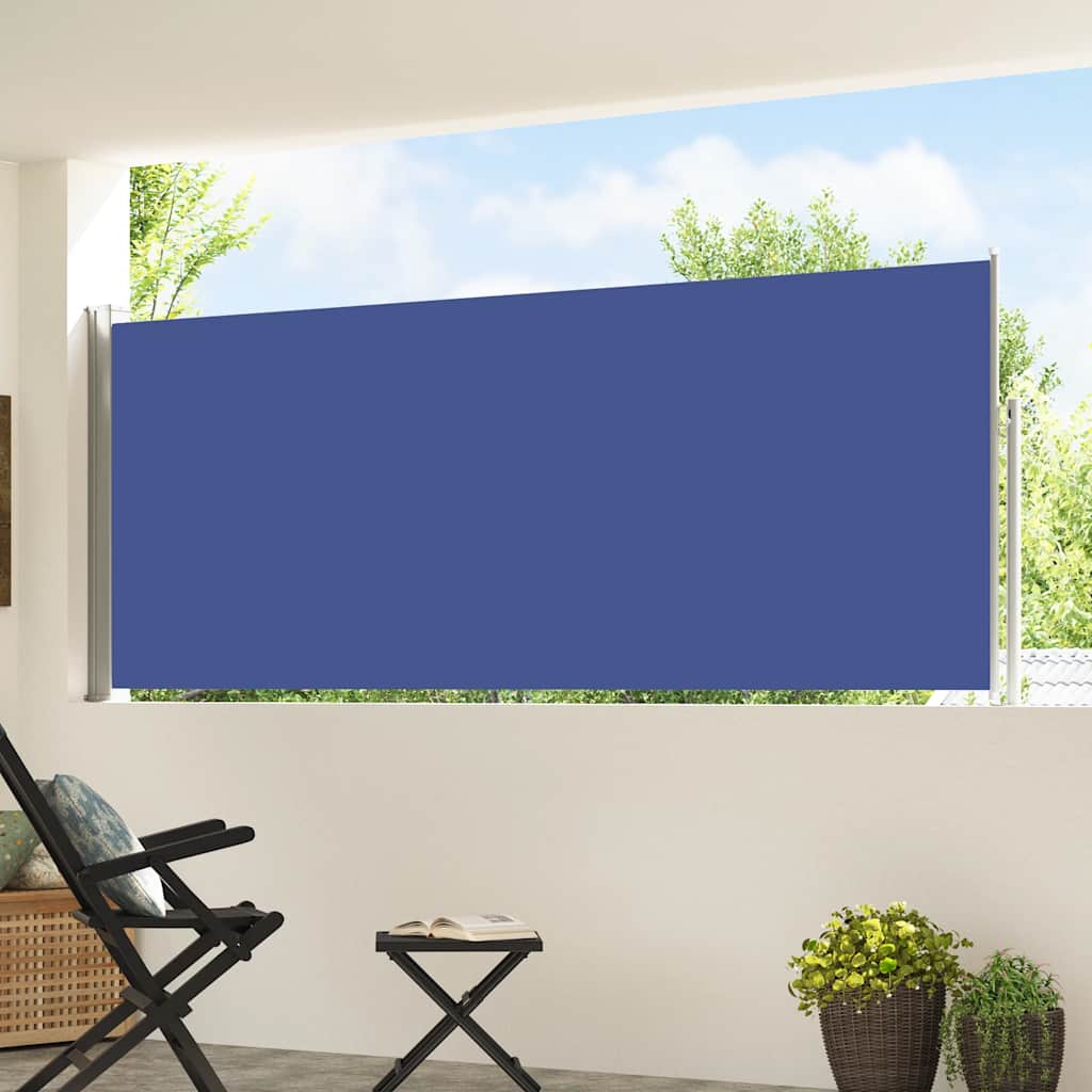 sammenrullelig sidemarkise til terrassen 117x514 cm blå