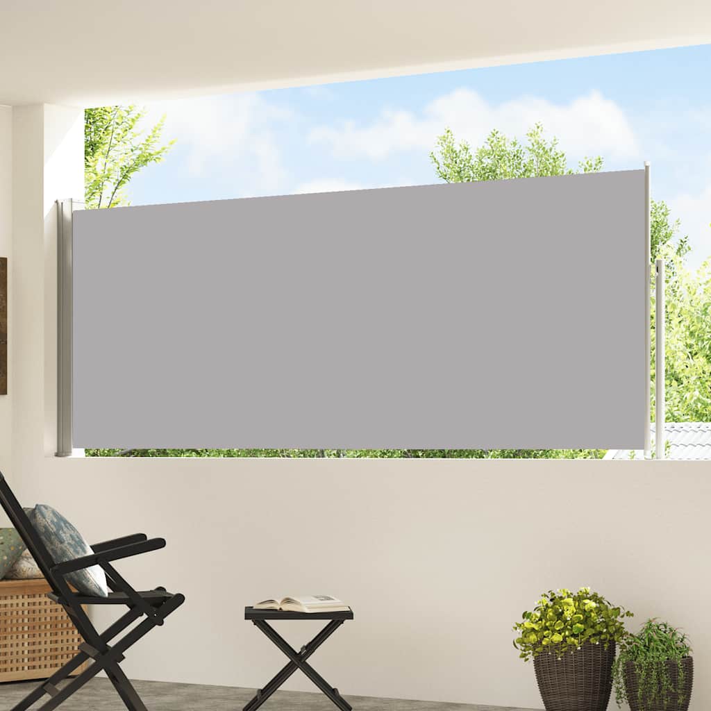 sammenrullelig sidemarkise til terrassen 117x514 cm grå