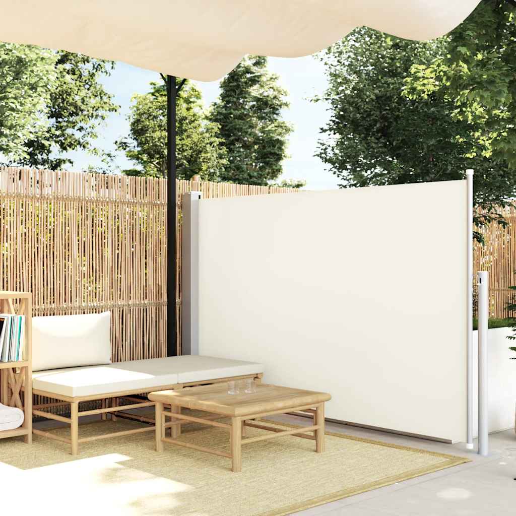sammenrullelig sidemarkise til terrassen 140x514 cm cremefarvet