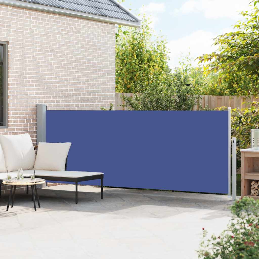 sammenrullelig sidemarkise til terrassen 140 x 500 cm blå