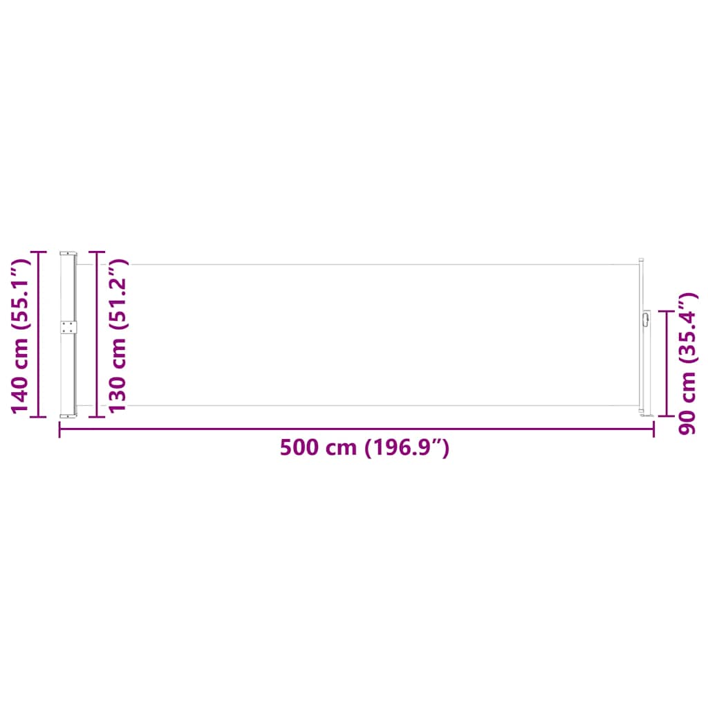 sammenrullelig sidemarkise til terrassen 140 x 500 cm blå
