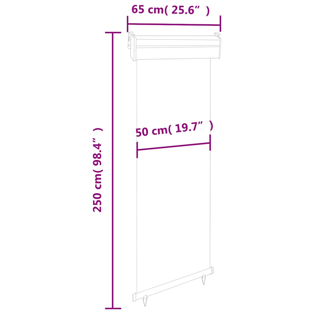 sidemarkise til altan 65x250 cm brun