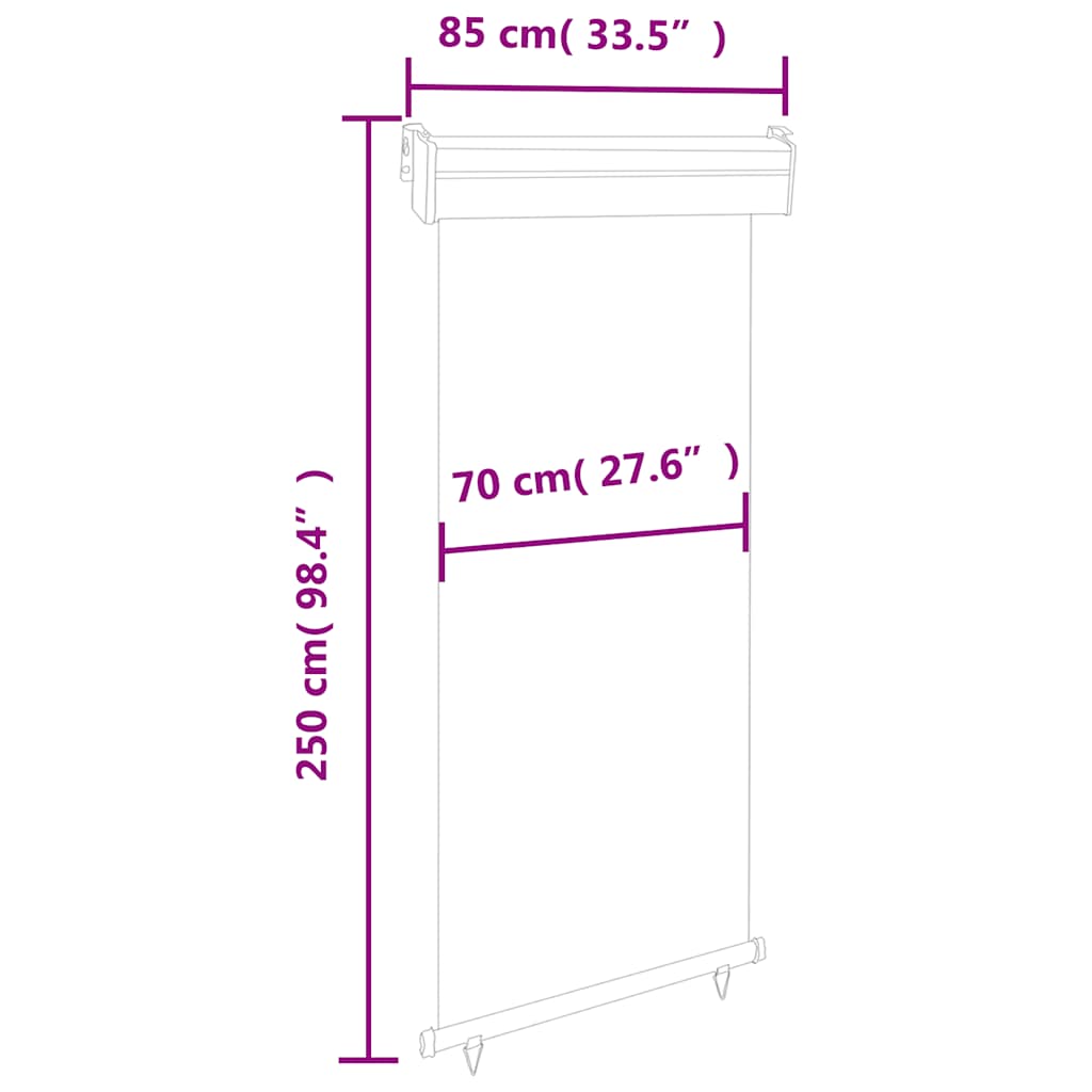 sidemarkise til altan 85x250 cm sort