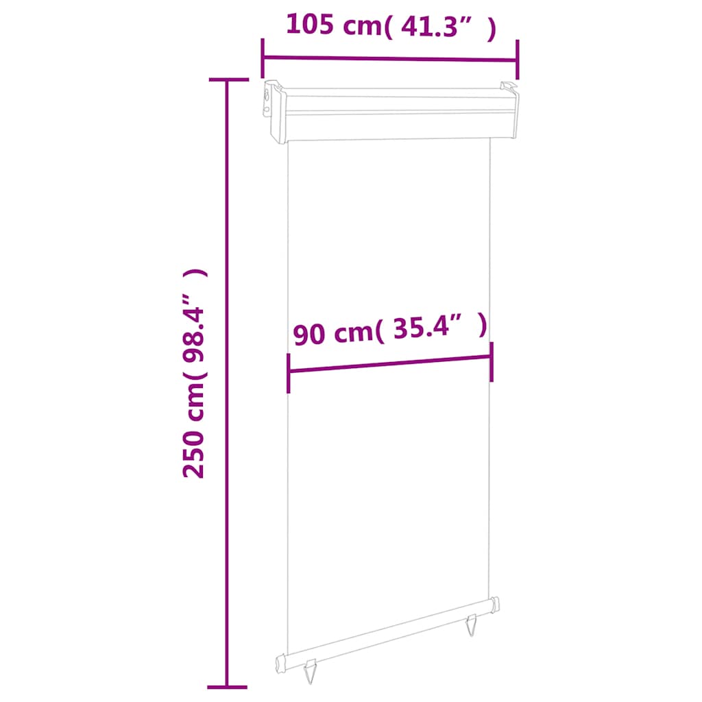 sidemarkise til altan 105x250 cm sort