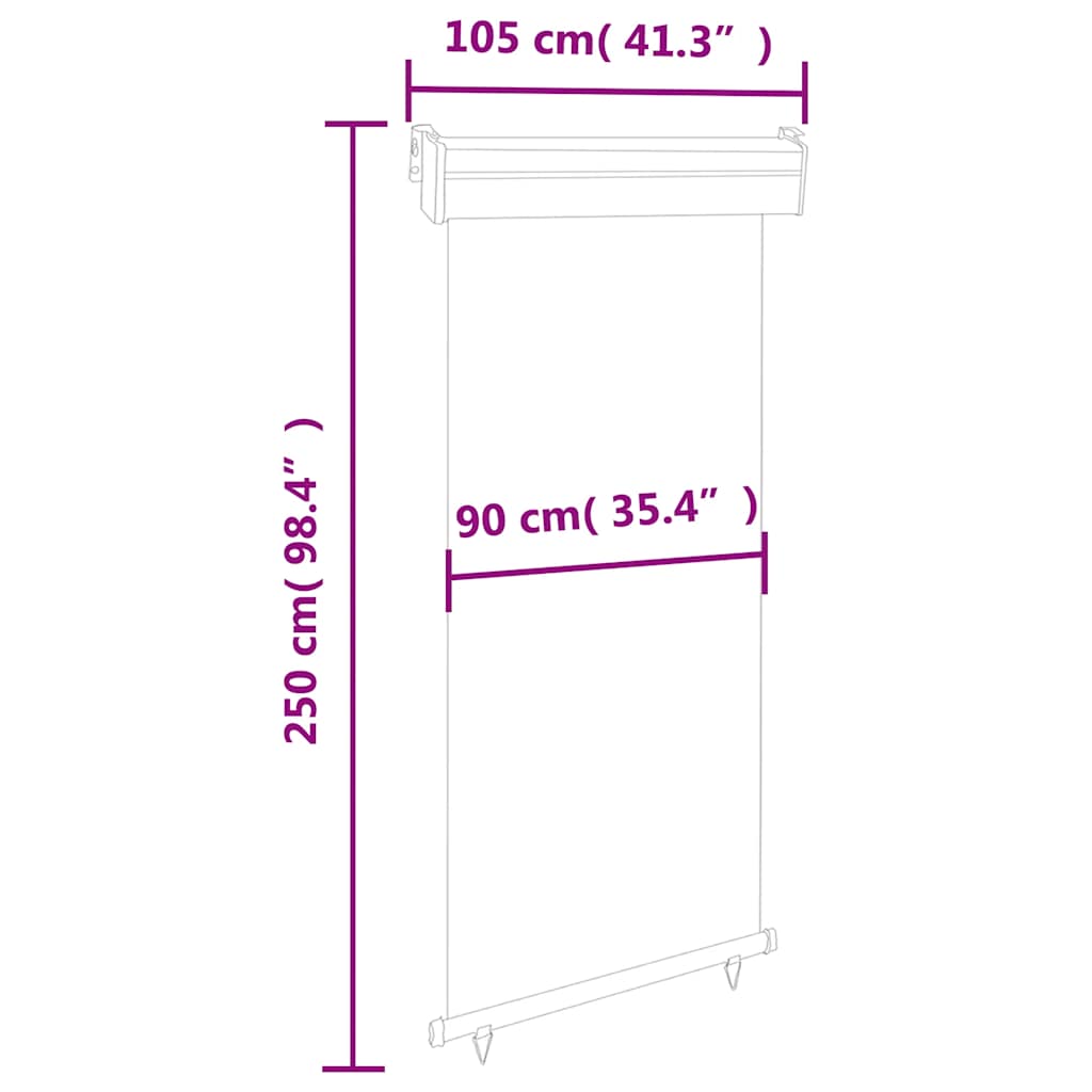sidemarkise til altan 105x250 cm grå