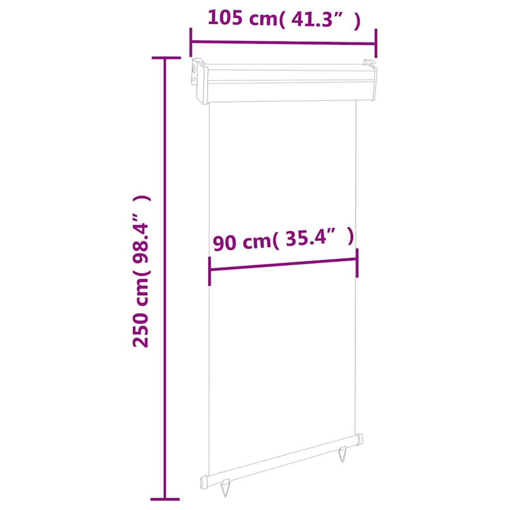 sidemarkise til altan 105x250 cm brun