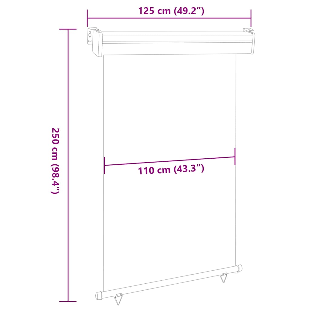 sidemarkise til altan 125x250 cm brun