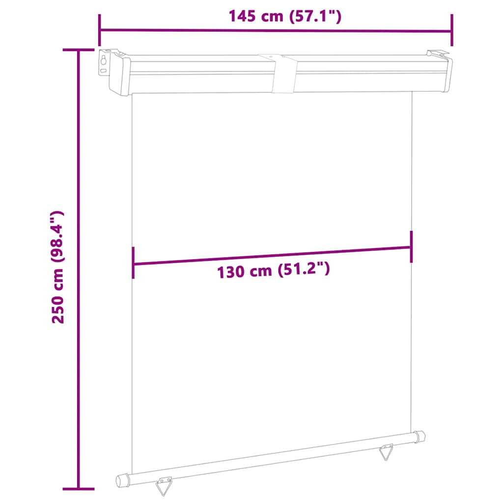 sidemarkise til altan 145x250 cm grå