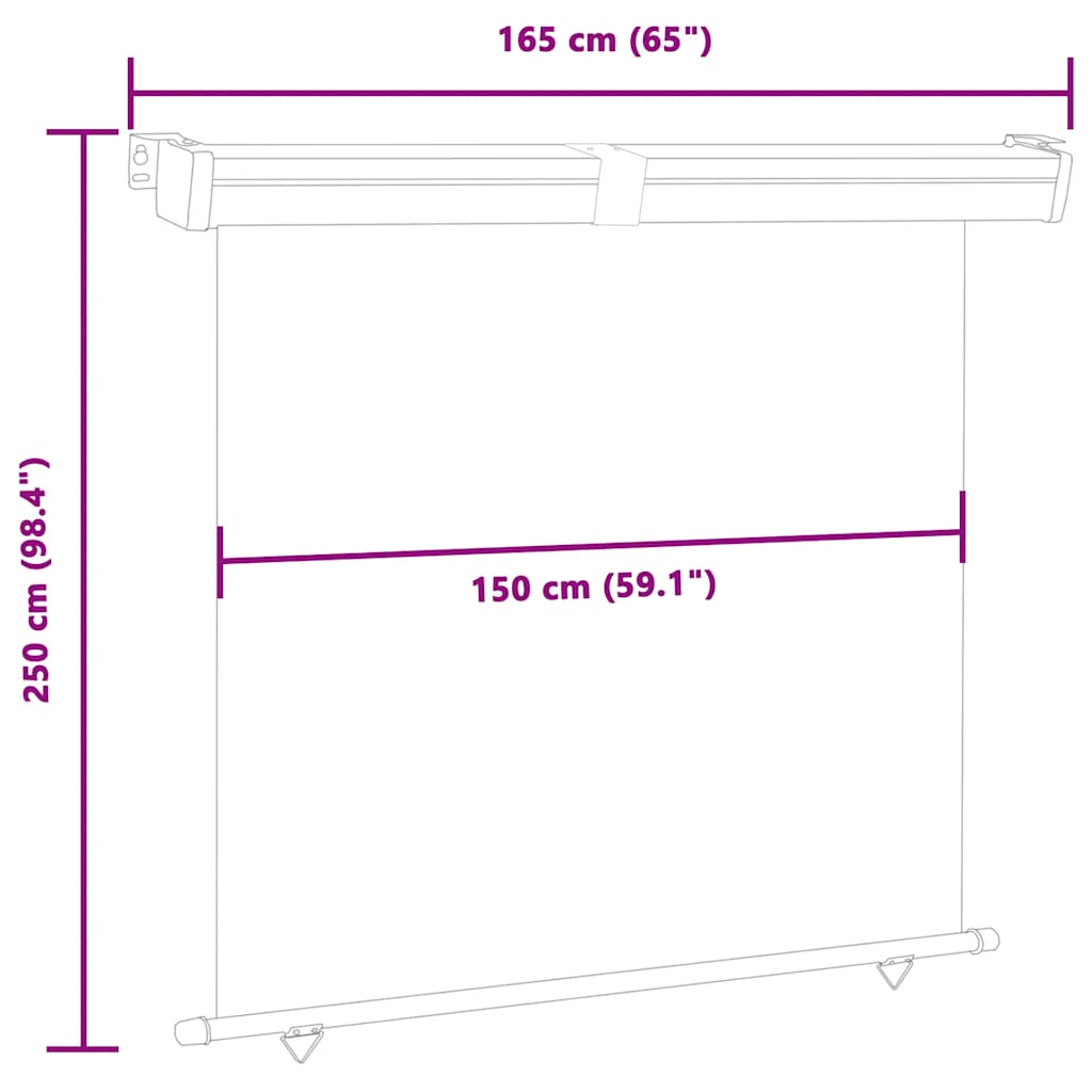 sidemarkise til altan 165x250 cm cremefarvet