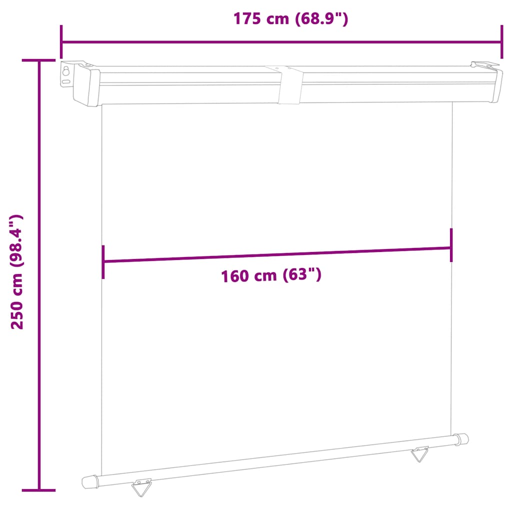 sidemarkise til altan 175x250 cm blå
