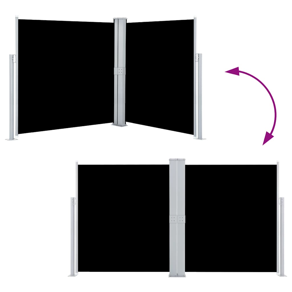 sammenrullelig sidemarkise 140 x 600 cm sort