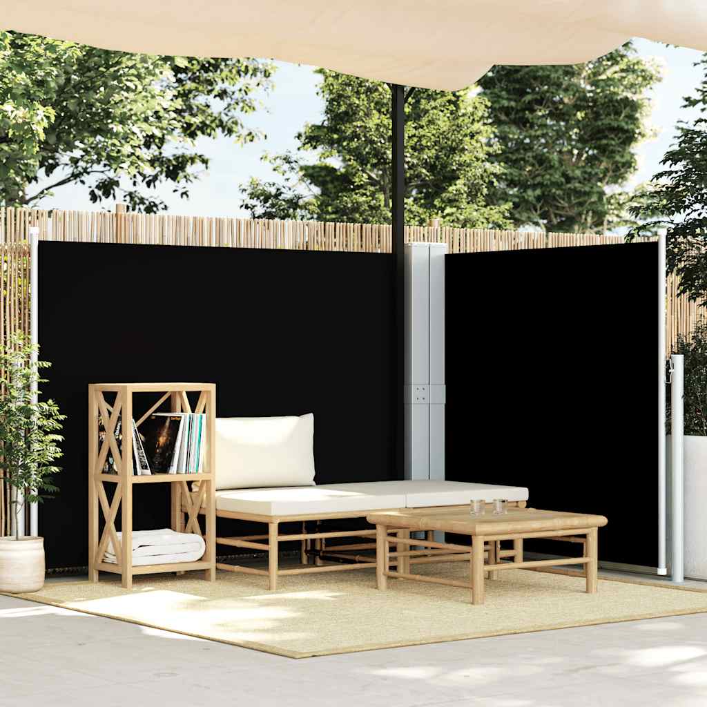 sammenrullelig sidemarkise 140 x 600 cm sort
