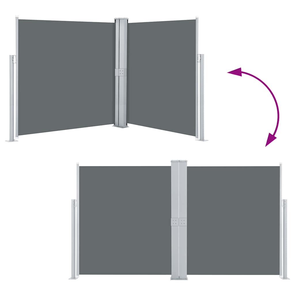 sammenrullelig sidemarkise 140 x 600 cm antracitgrå