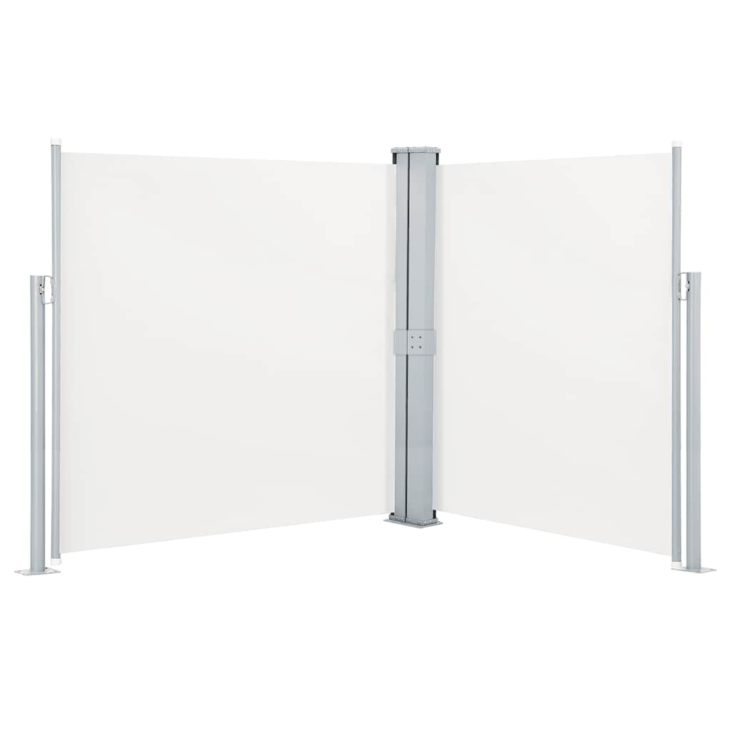 dobbelt sidemarkise til terrassen 170 x 600 cm cremefarvet