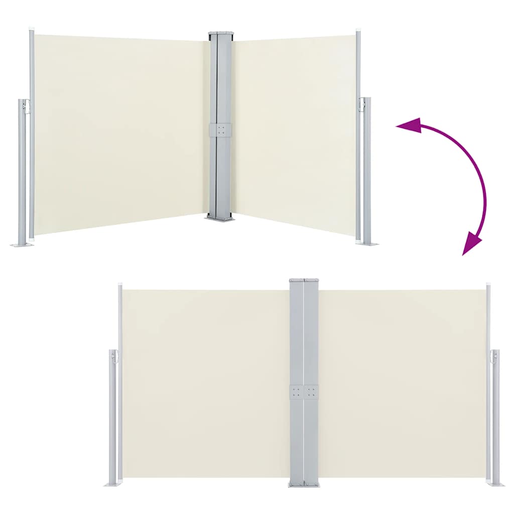 dobbelt sidemarkise til terrassen 170 x 600 cm cremefarvet
