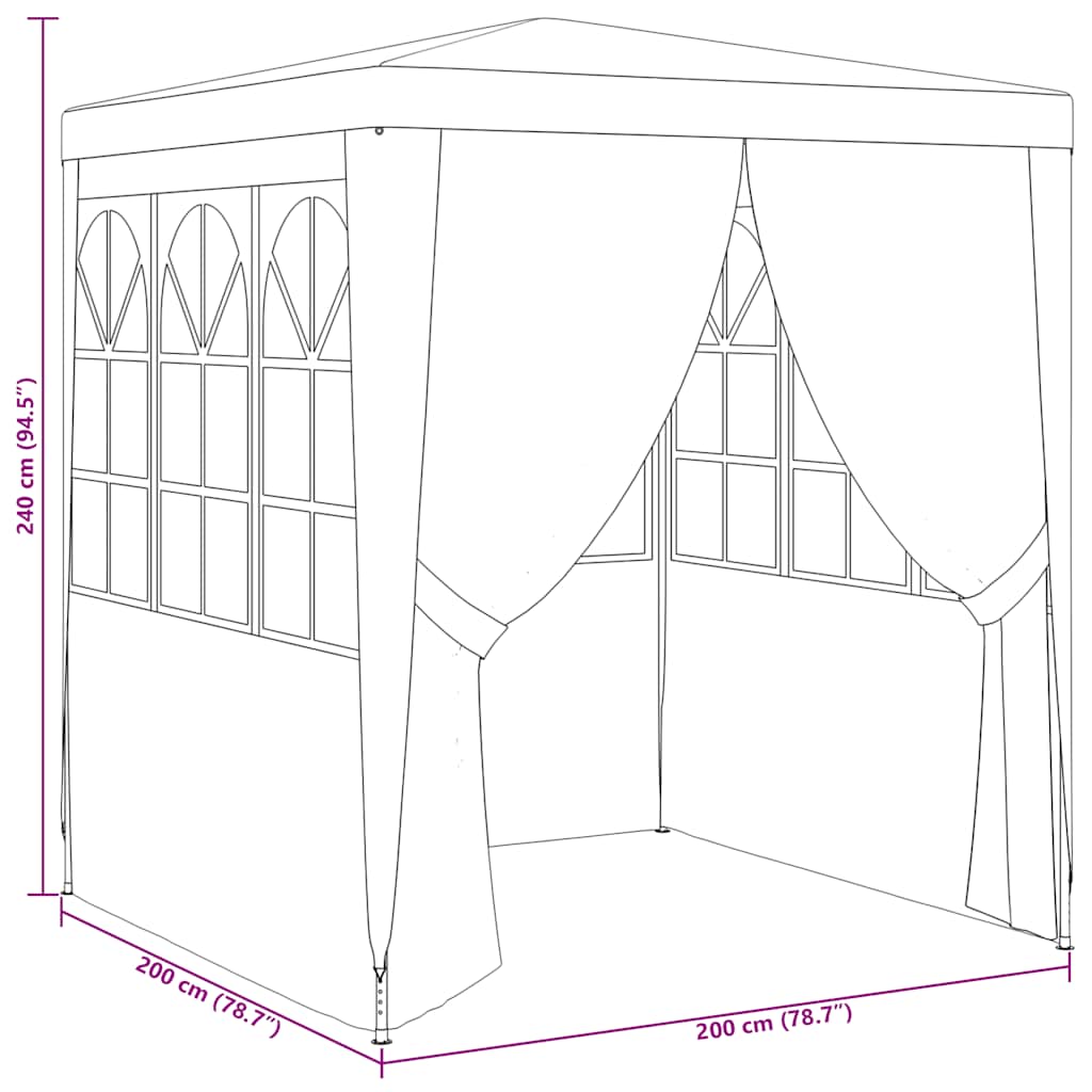 festtelt med sidevægge 2,5x2,5 m 90 g/m² blå