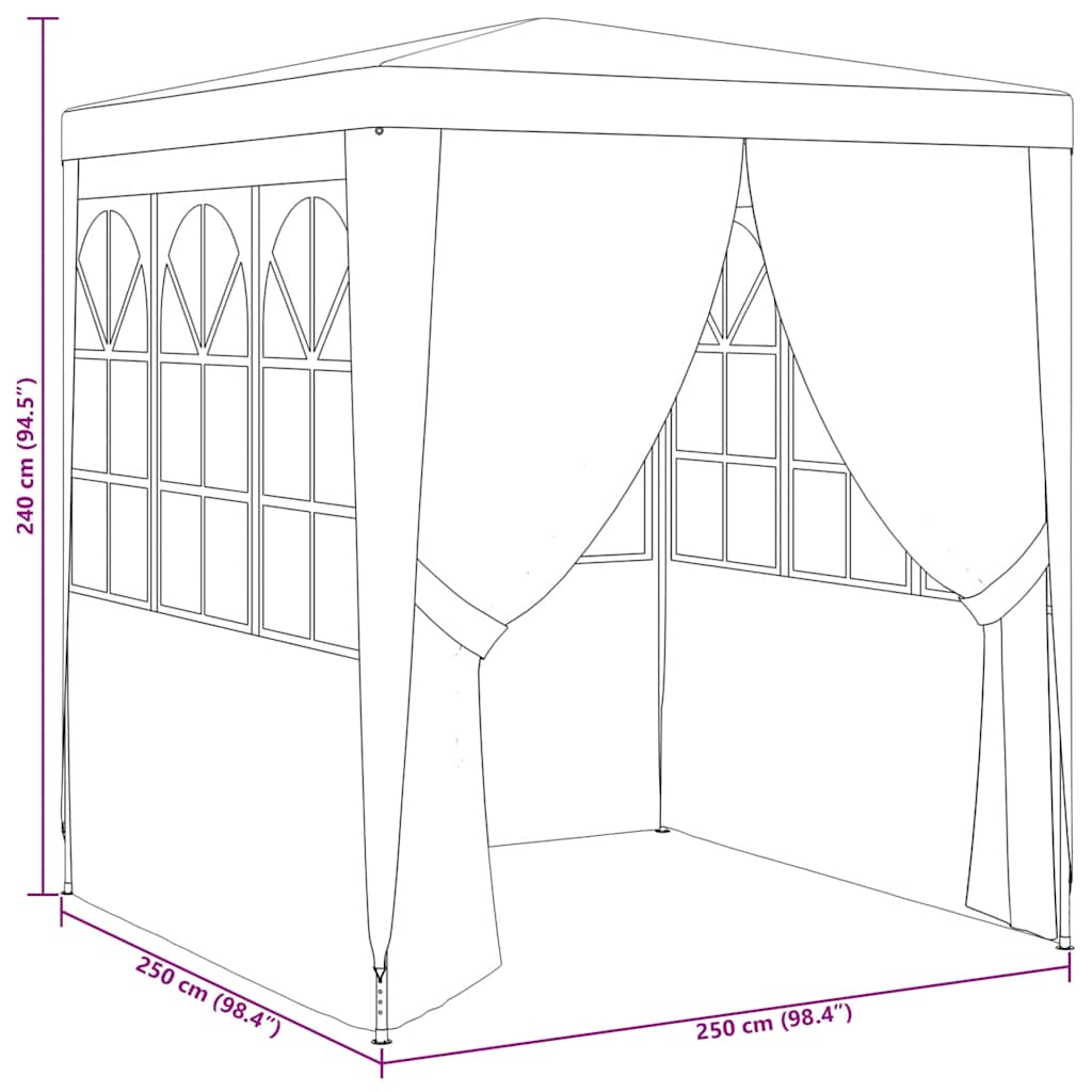 festtelt med sidevægge 2,5x2,5 m 90 g/m² grøn