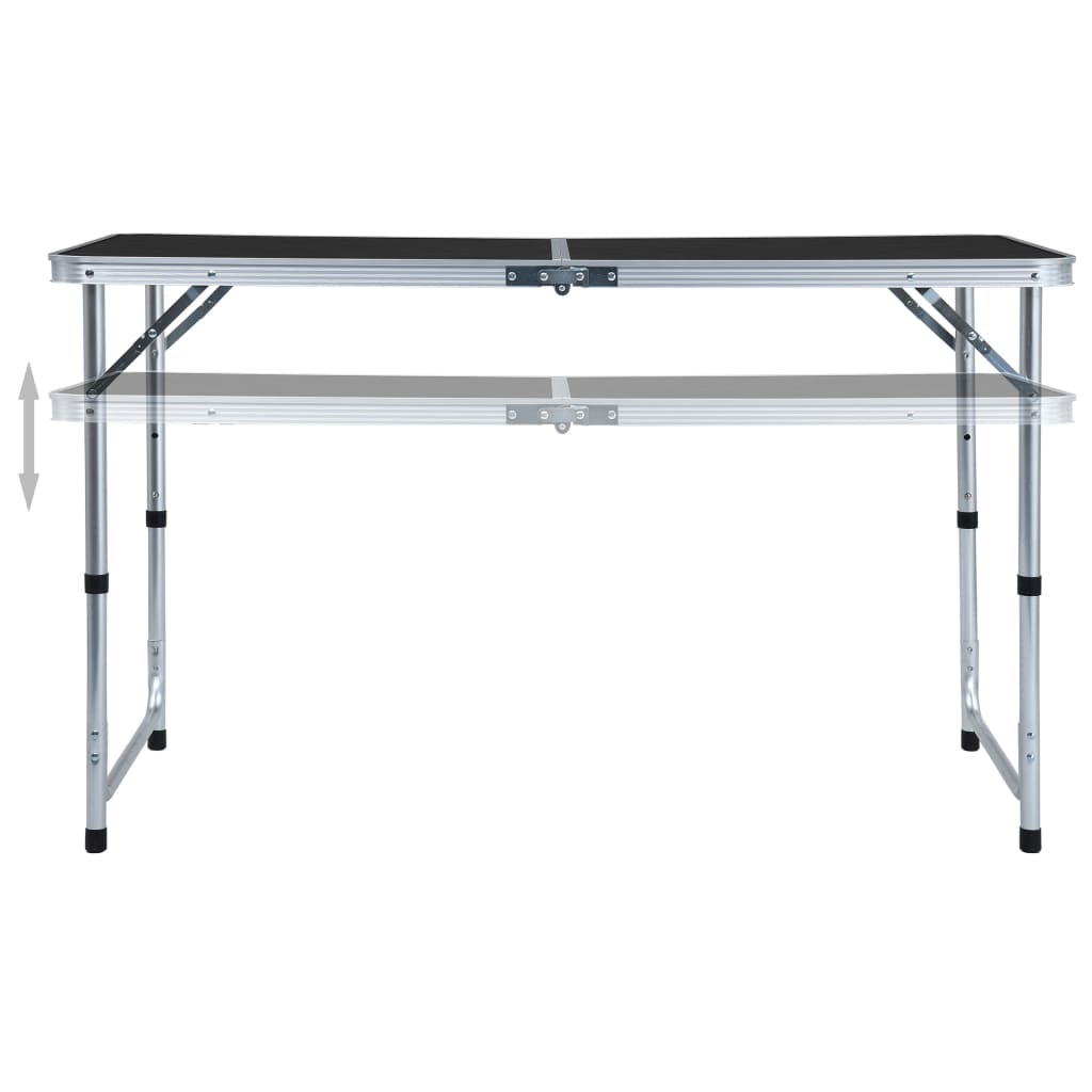 foldbart campingbord 120x60 cm aluminium grå