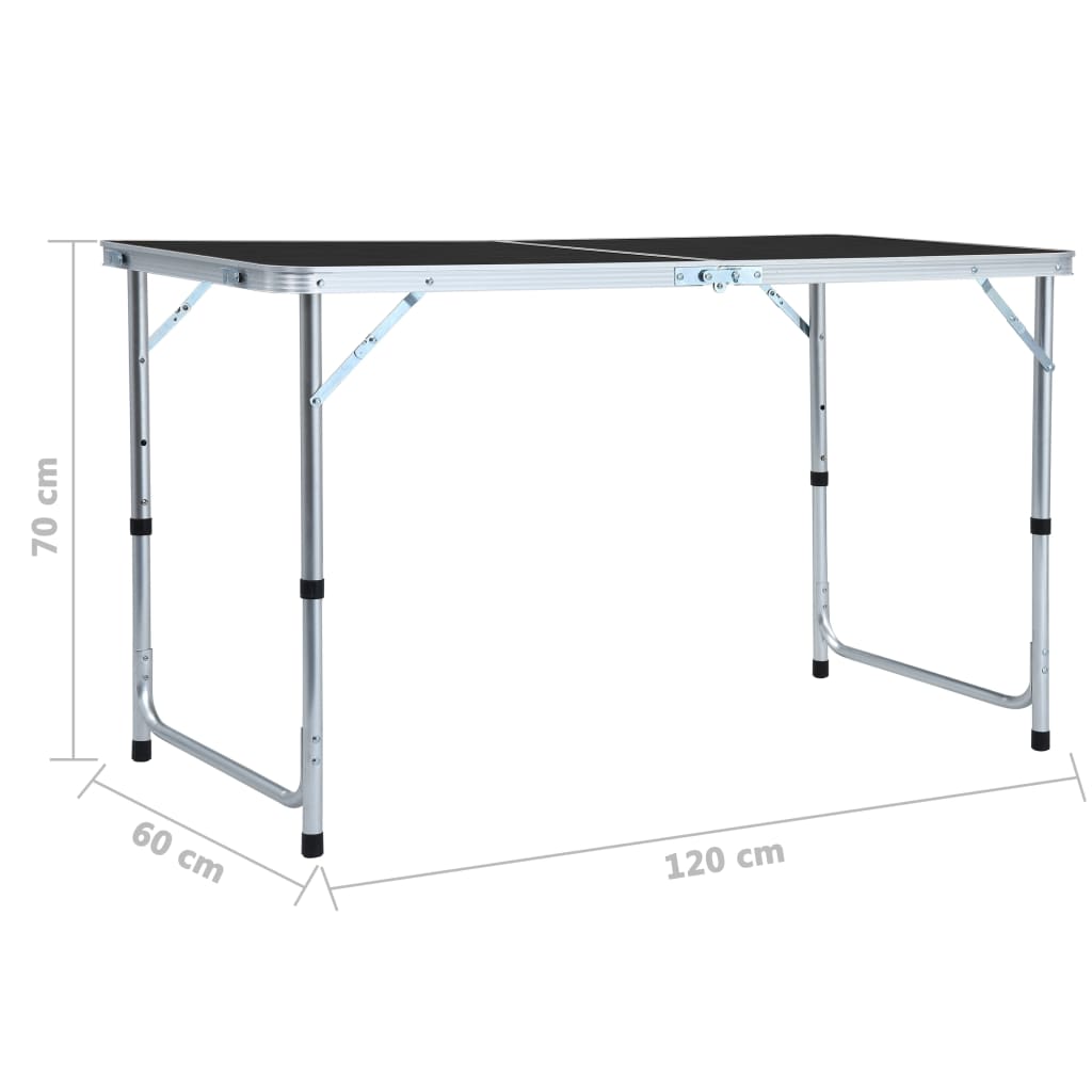 foldbart campingbord 120x60 cm aluminium grå