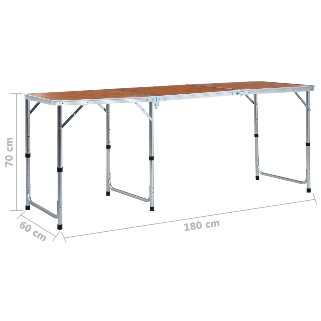foldbart campingbord aluminium 180 x 60 cm