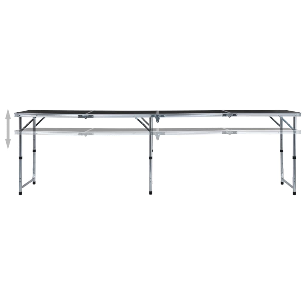 foldbart campingbord 240 x 60 cm aluminium grå