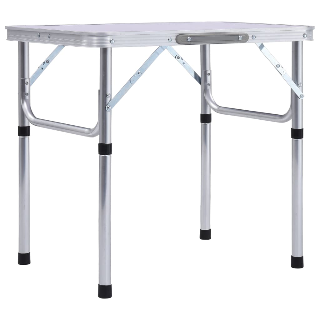 foldbart campingbord 60x45 cm aluminium hvid