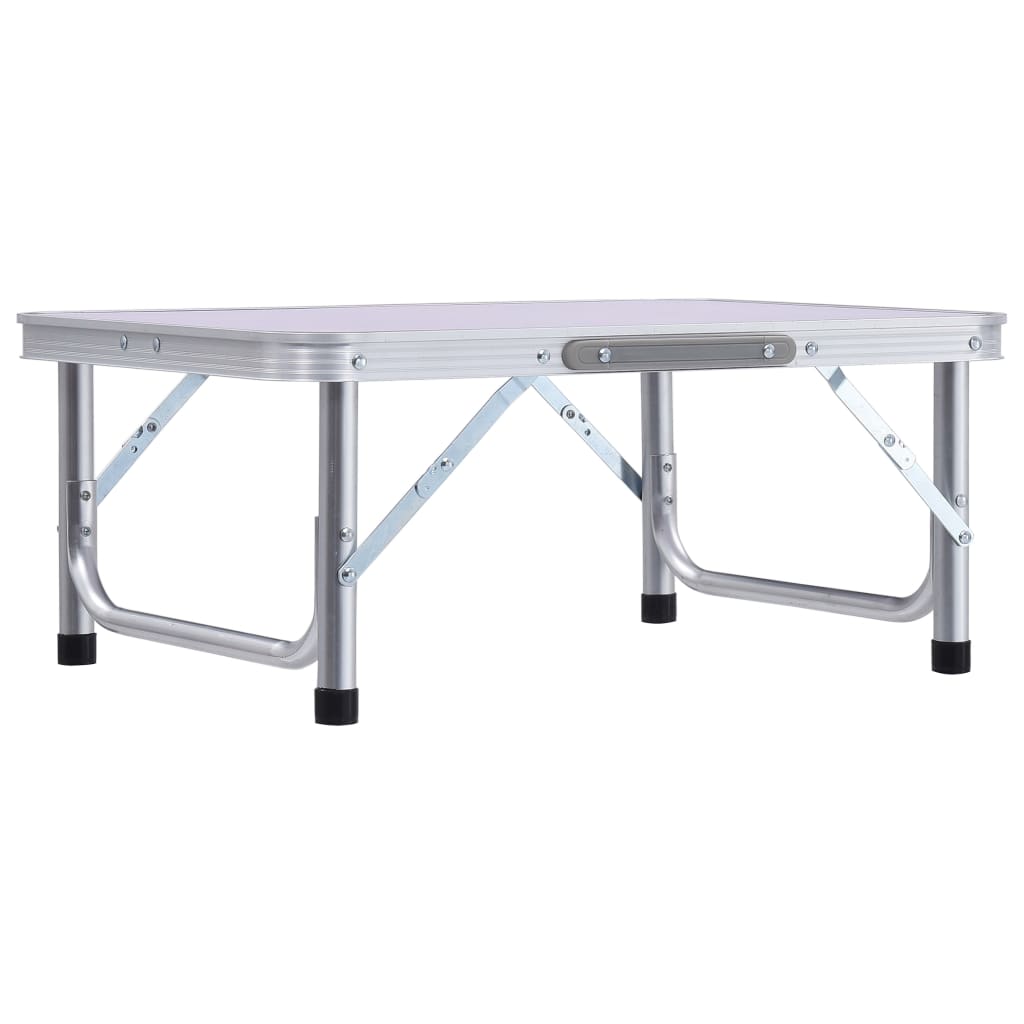 foldbart campingbord 60x45 cm aluminium hvid