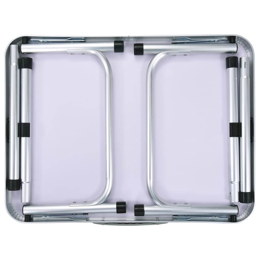 foldbart campingbord 60x45 cm aluminium hvid