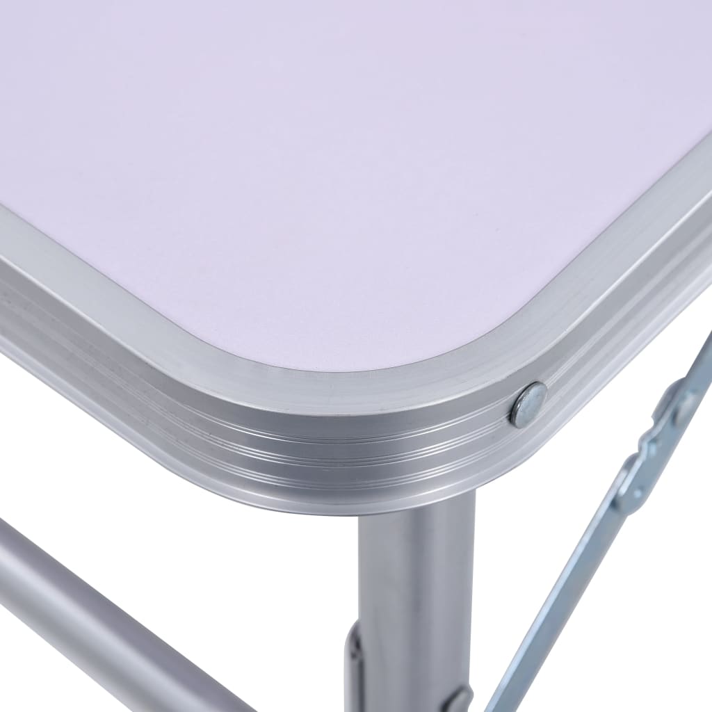 foldbart campingbord 60x45 cm aluminium hvid