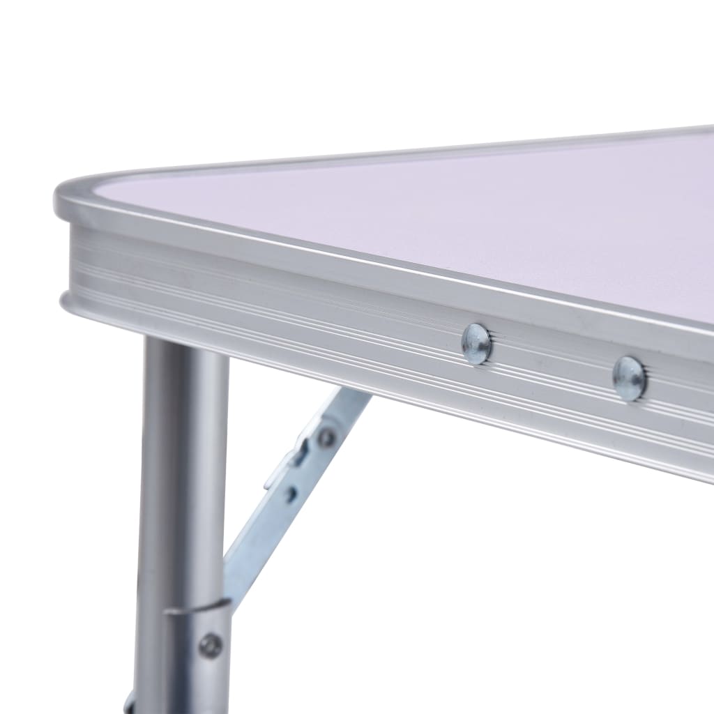 foldbart campingbord 60x45 cm aluminium hvid