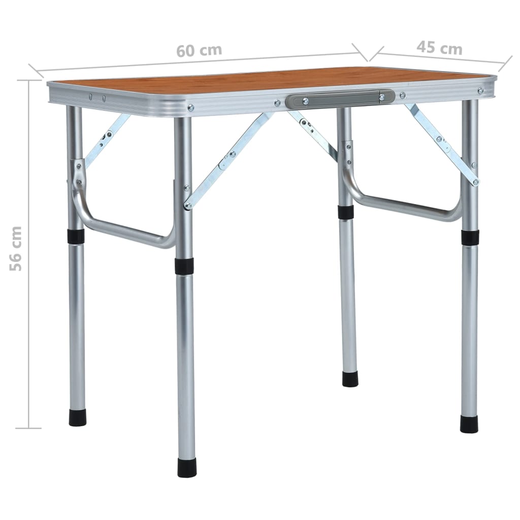 foldbart campingbord 60x45 cm aluminium