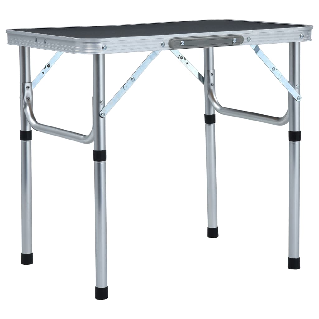 foldbart campingbord 60x45 cm aluminium grå