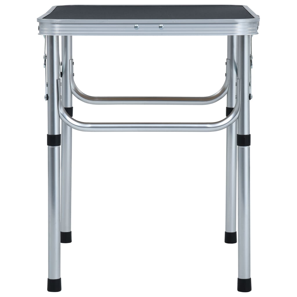 foldbart campingbord 60x45 cm aluminium grå