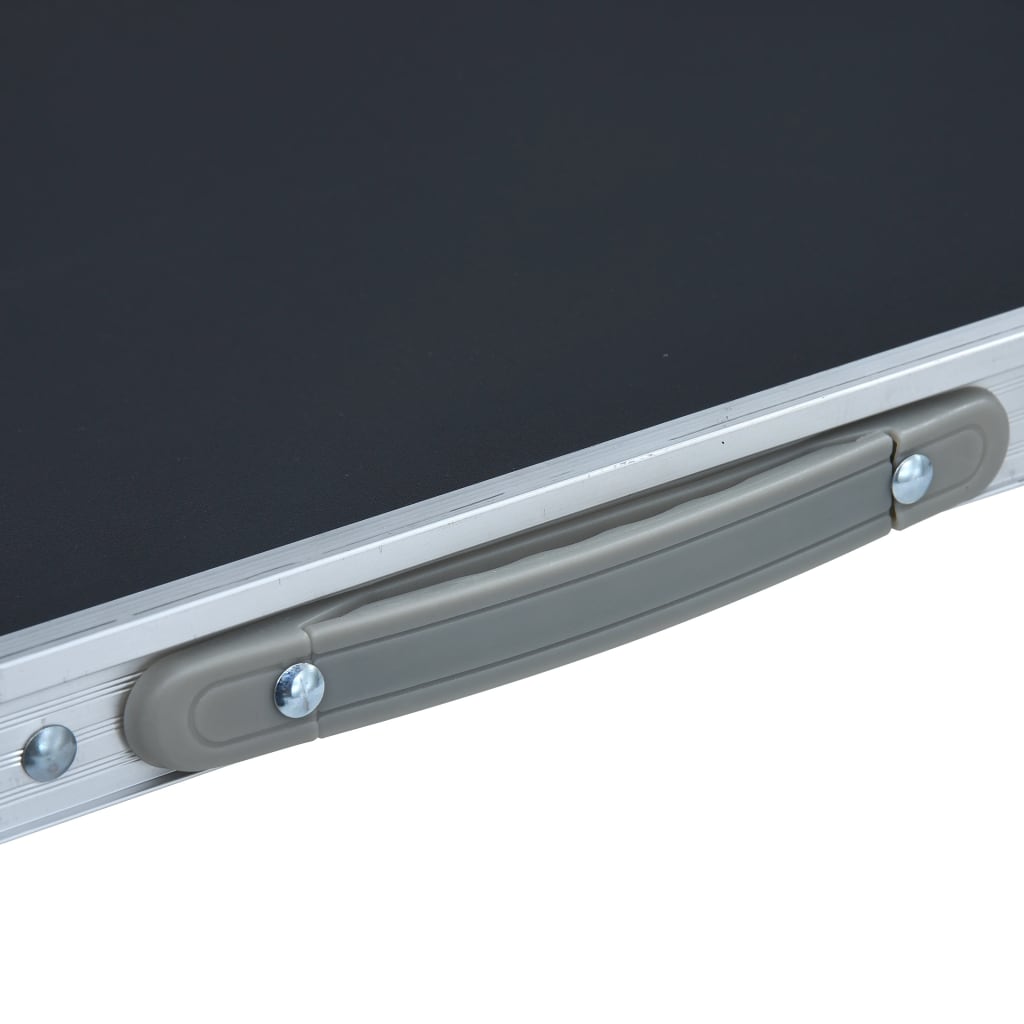 foldbart campingbord 60x45 cm aluminium grå