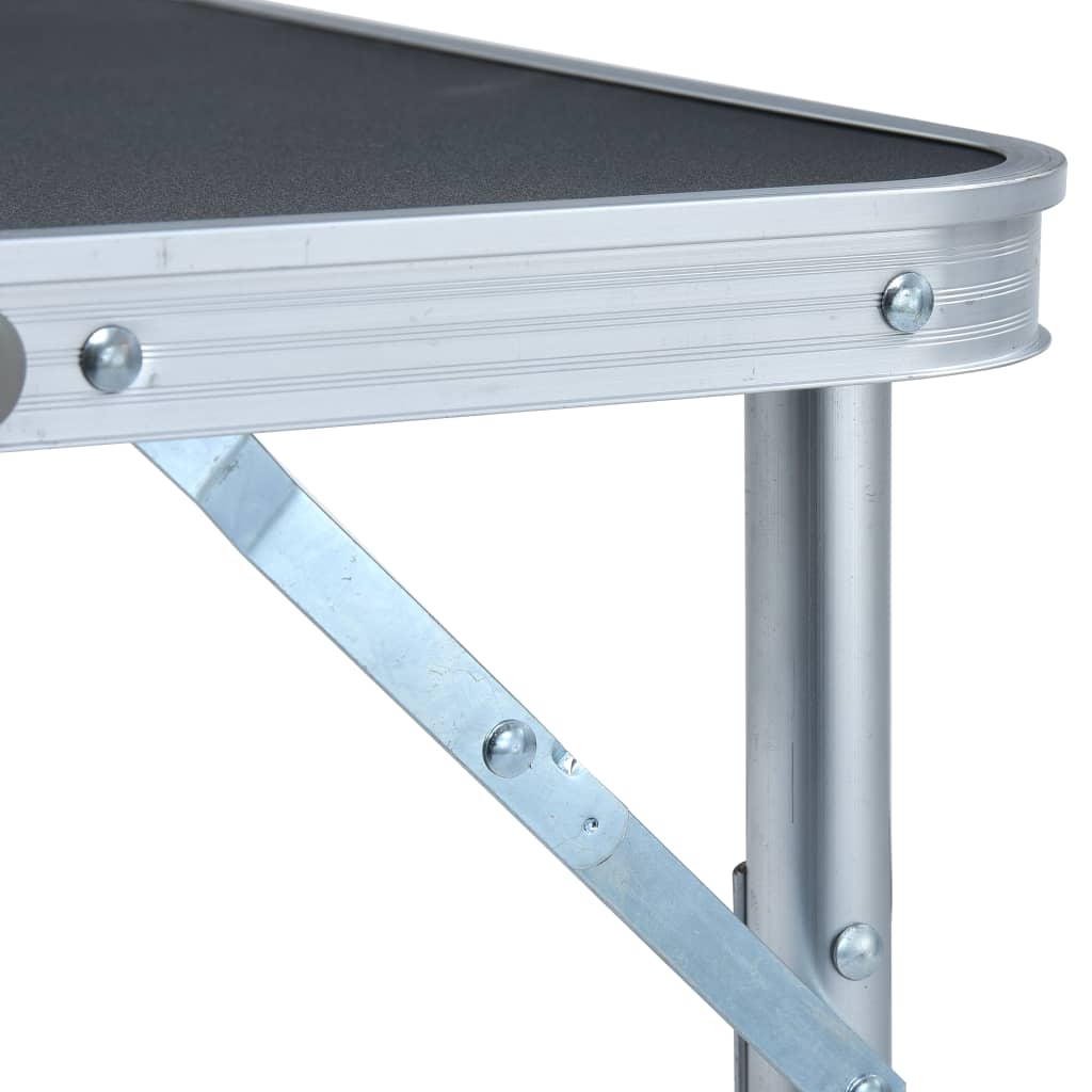 foldbart campingbord 60x45 cm aluminium grå
