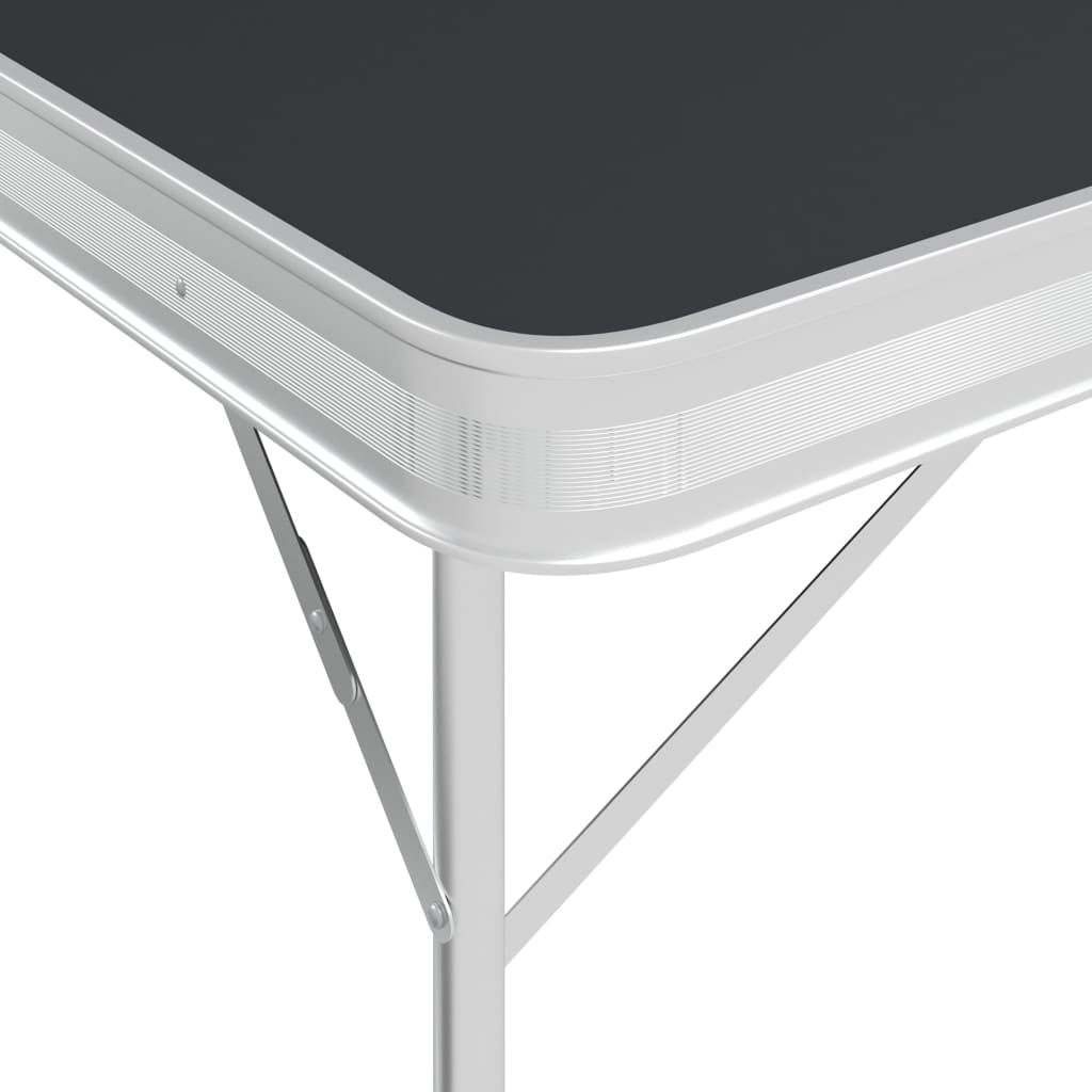 foldbart campingbord med 2 bænke aluminium grå